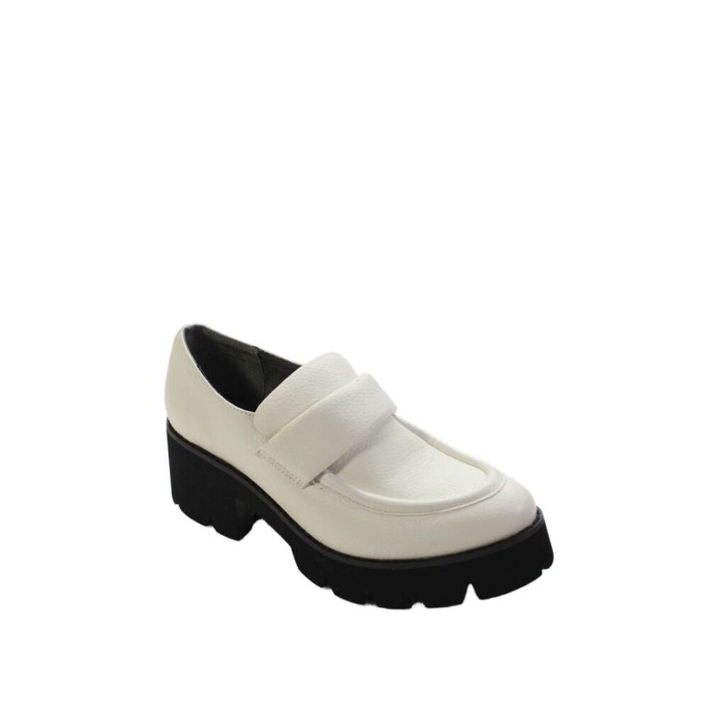BC Womens Platform Round Toe Heeled Slip-On Loafers White Size 6.5